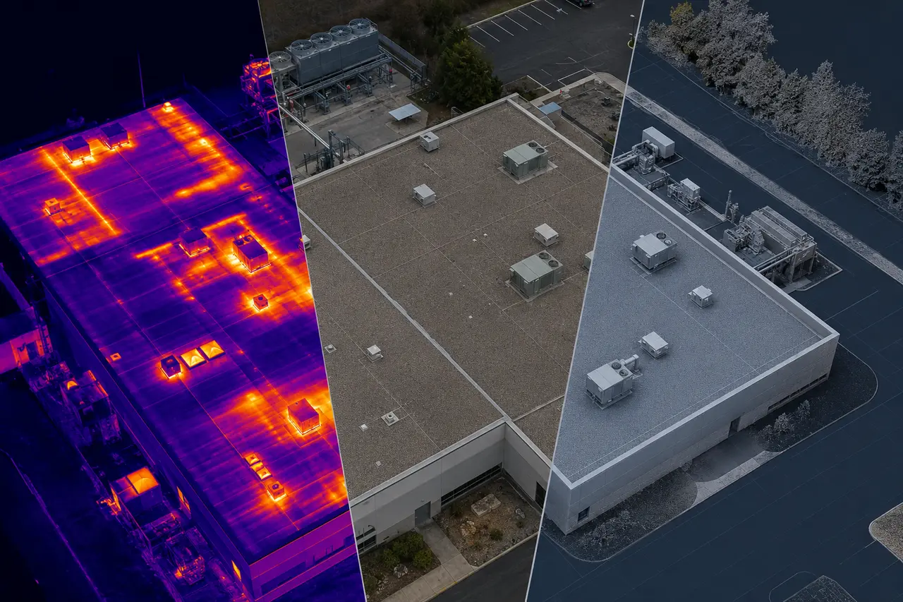 Demonstration aerial thermal roof inspection composite