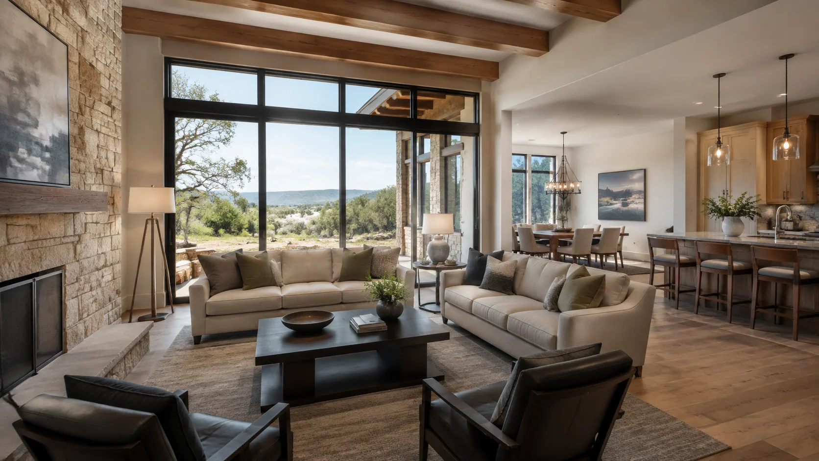 Representative luxury interior suitable for a cinematic walkthrough or interactive 3D property tour