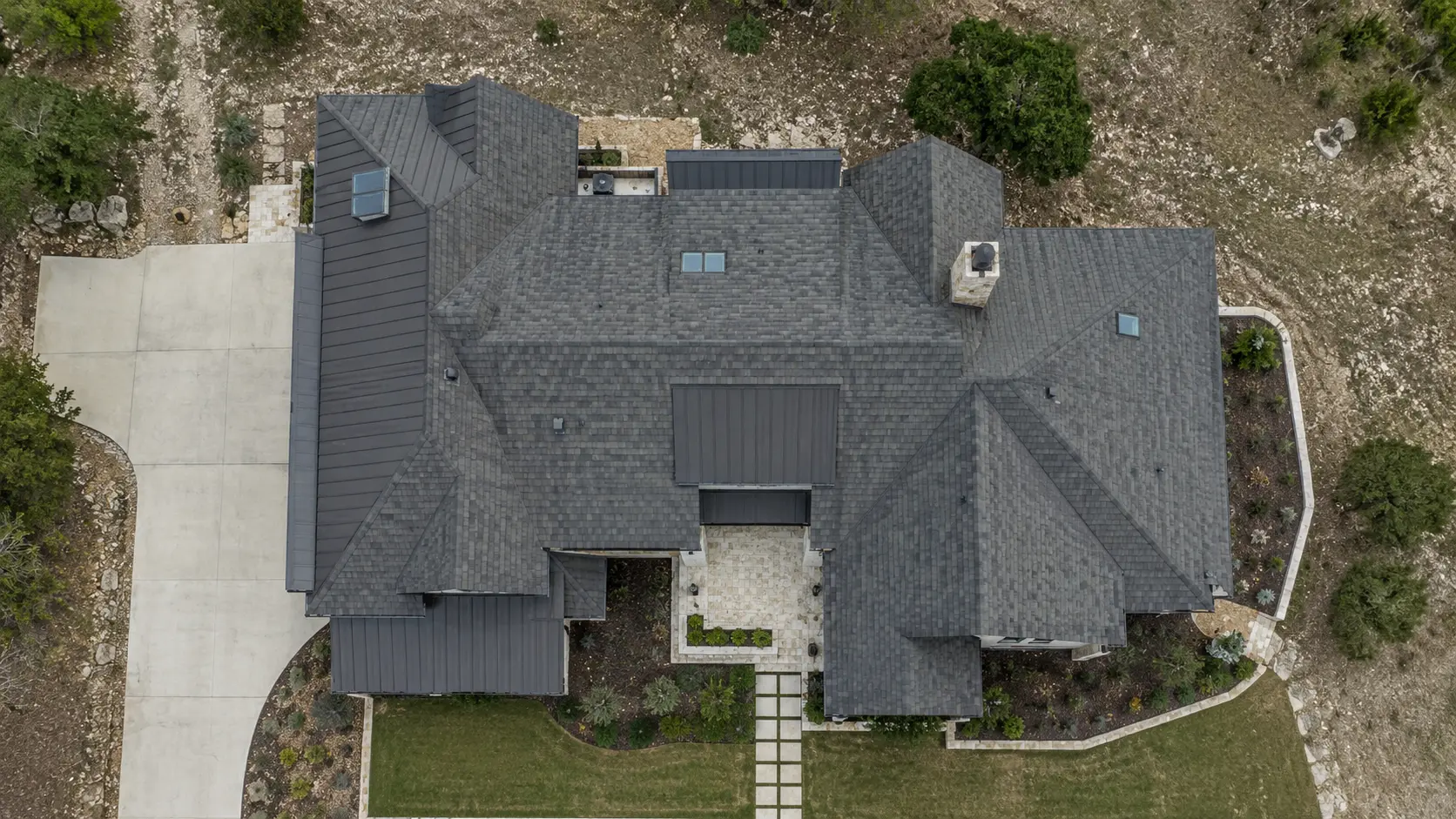 Representative vertical roof plan view captured from directly overhead